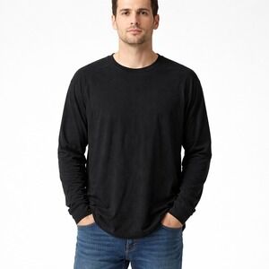 Zella All Day Long Sleeve Cotton Slub T-Shirt Mens XL Black